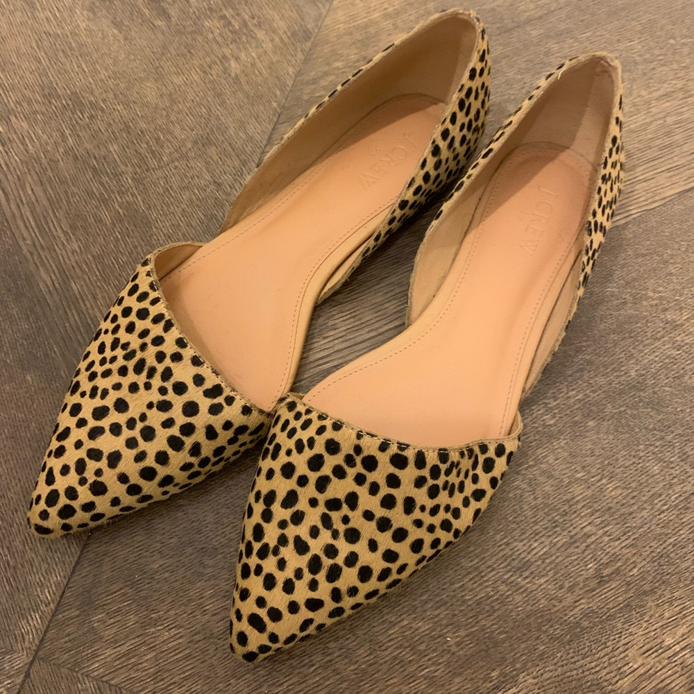 J. Crew Zoe Leopard Calf Hair D’Orsay Flats